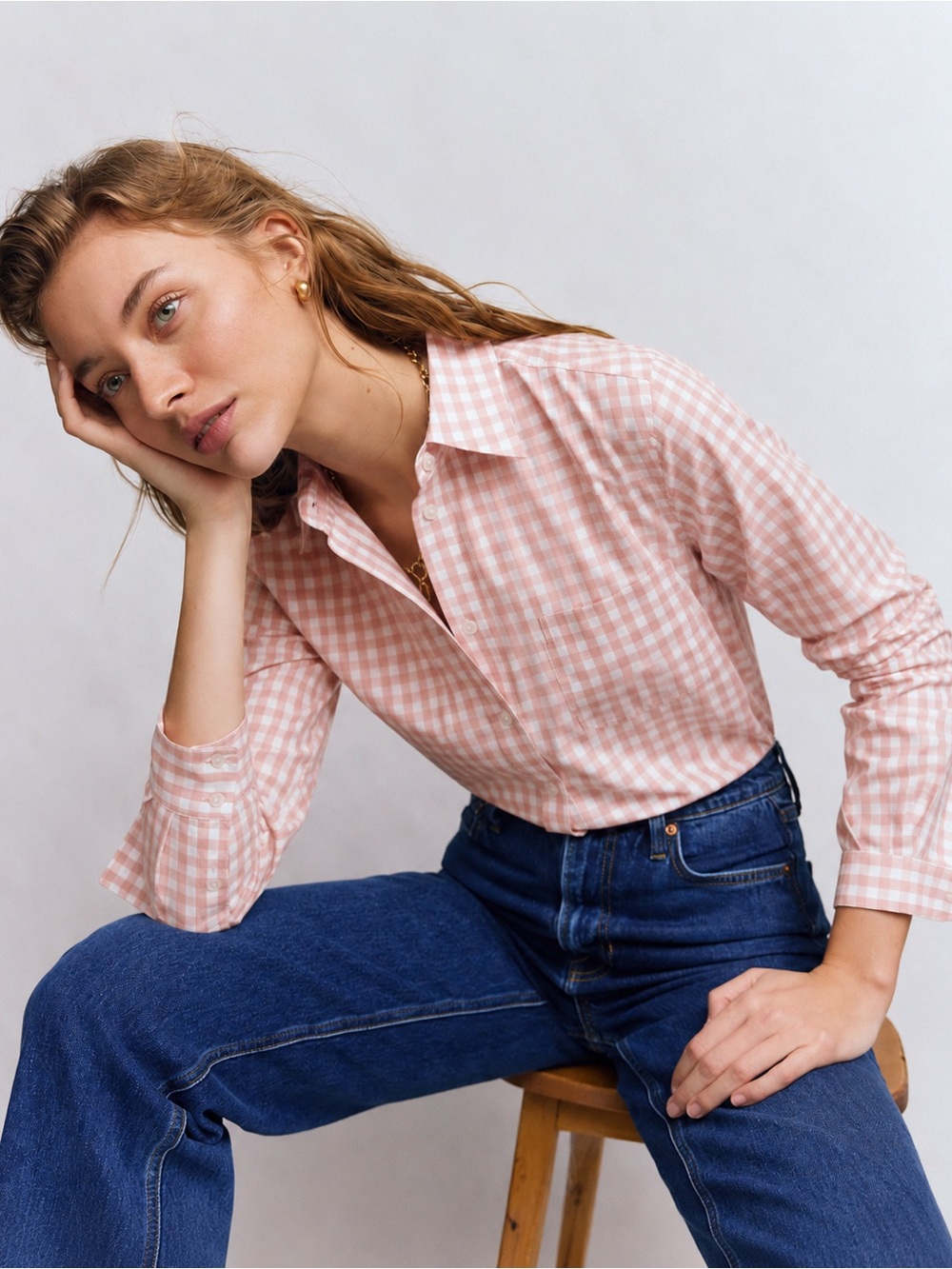 Boden Pink Gingham Button-Down Shirt